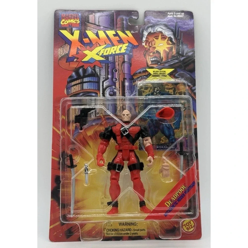 1995 TOY BIZ X-MEN X-FORCE DEADPOOL FACE MASK OFF SEALED ACTION FIGURE